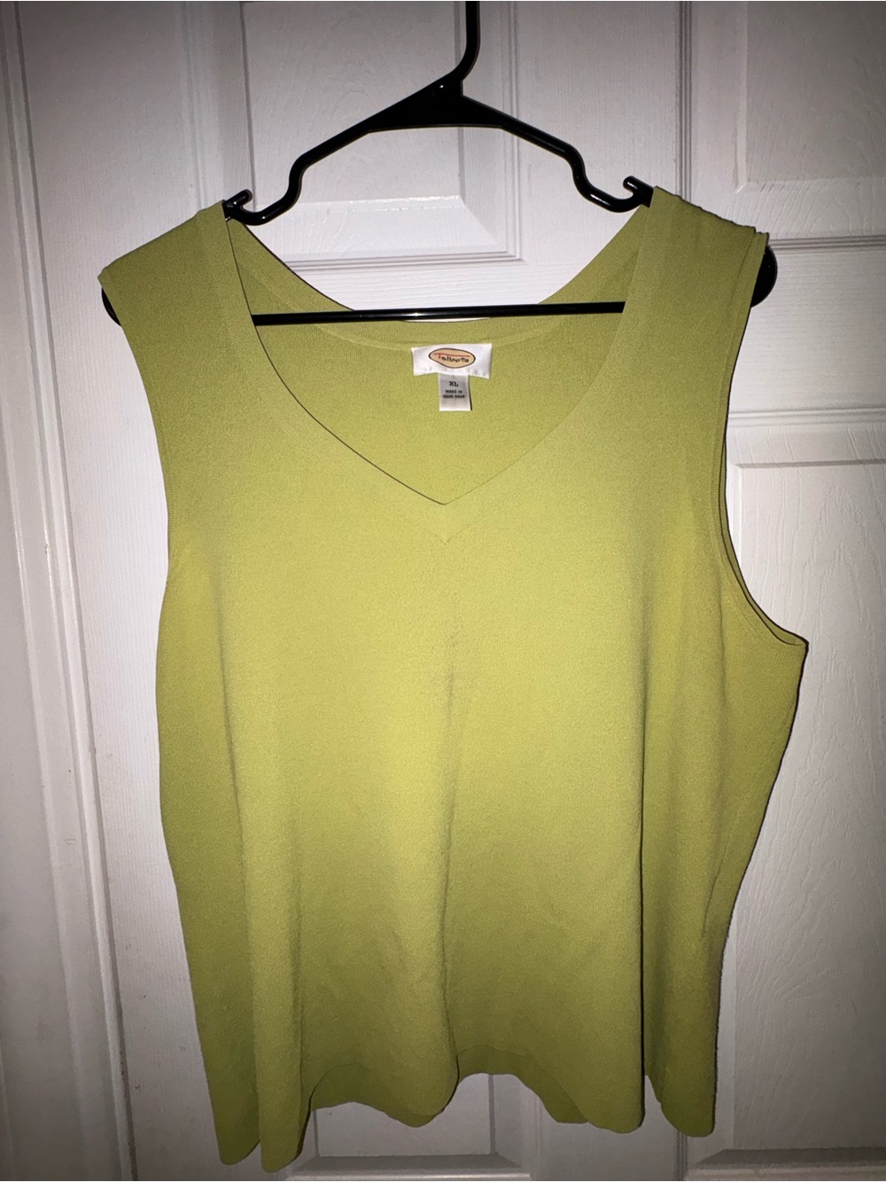 Talbots Lime Green V-Neck Sleeveless Tank Top